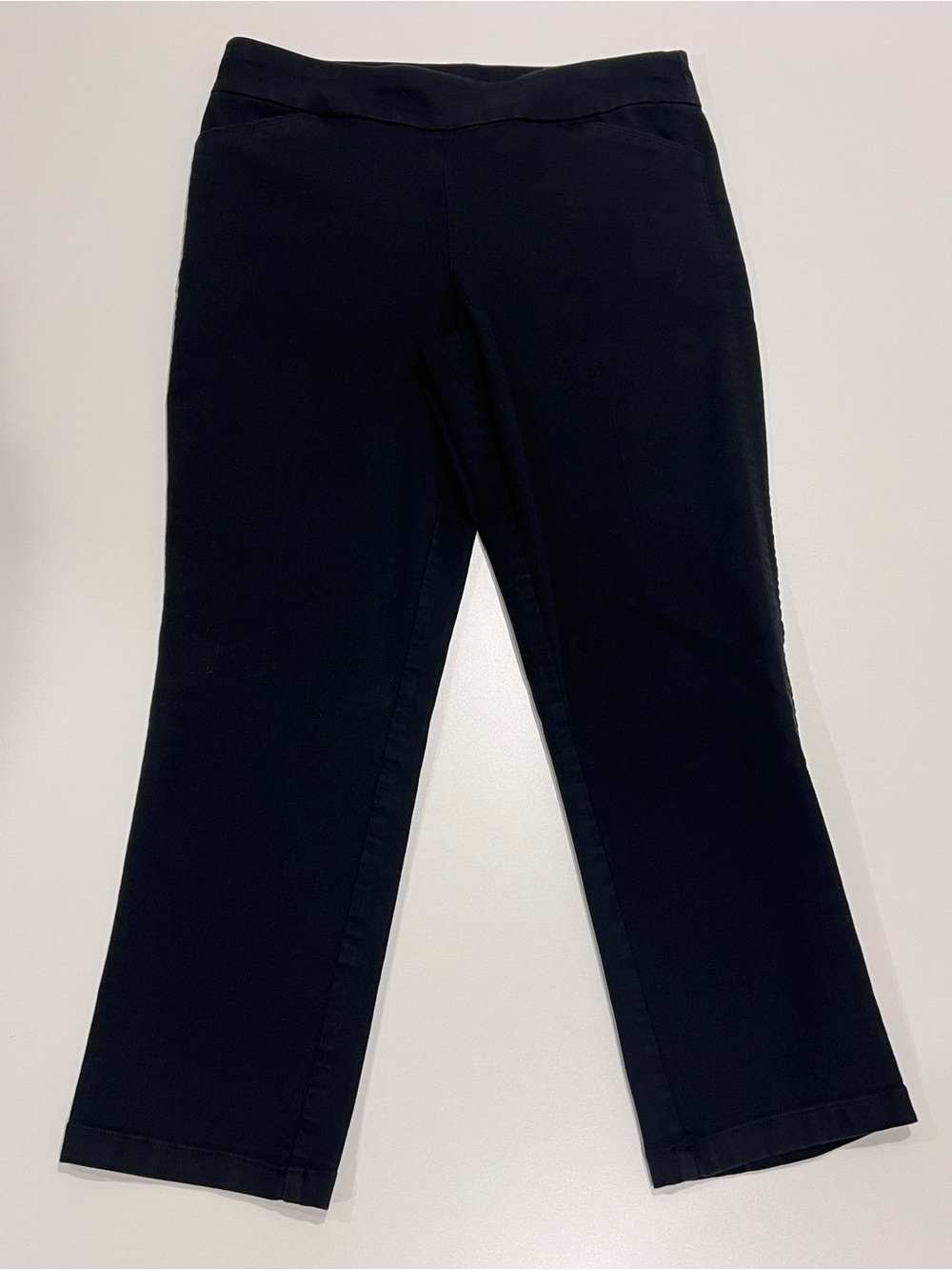 CROFT & BARROW Sz 12 SHORT Effortless Stretch Pant BLACK Straight Leg Pull On
